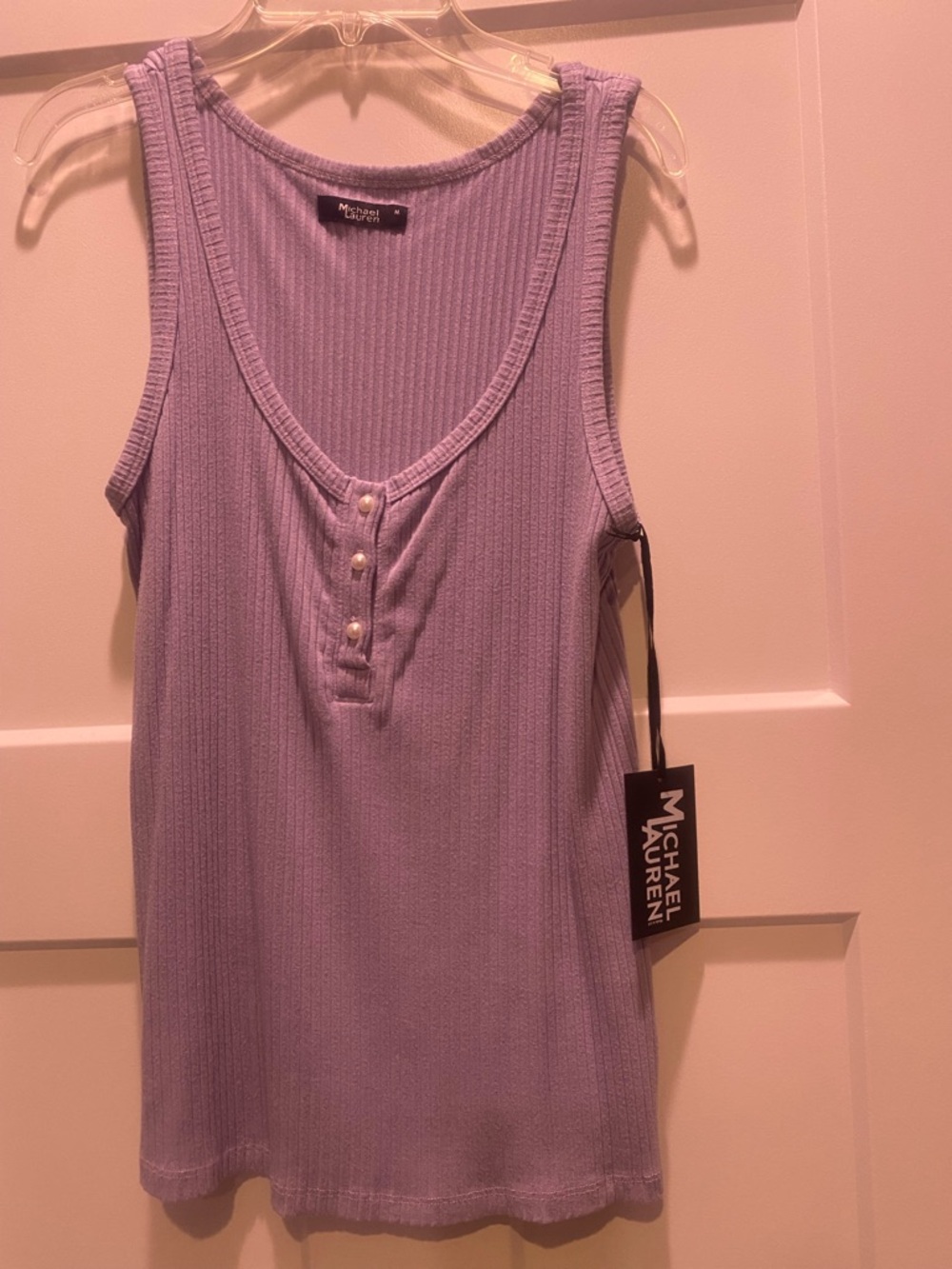 Michael Lauren Lilac Henley Ribbed Tank